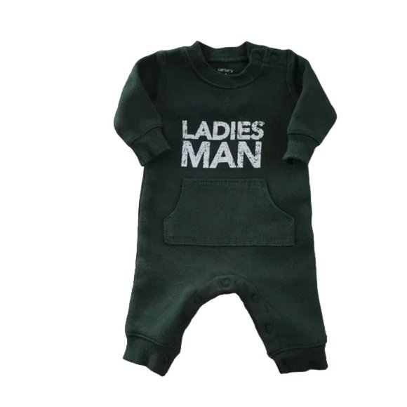 Carter's Ladies Man One Piece Sweatsuit Romper NB - Picture 2 of 8